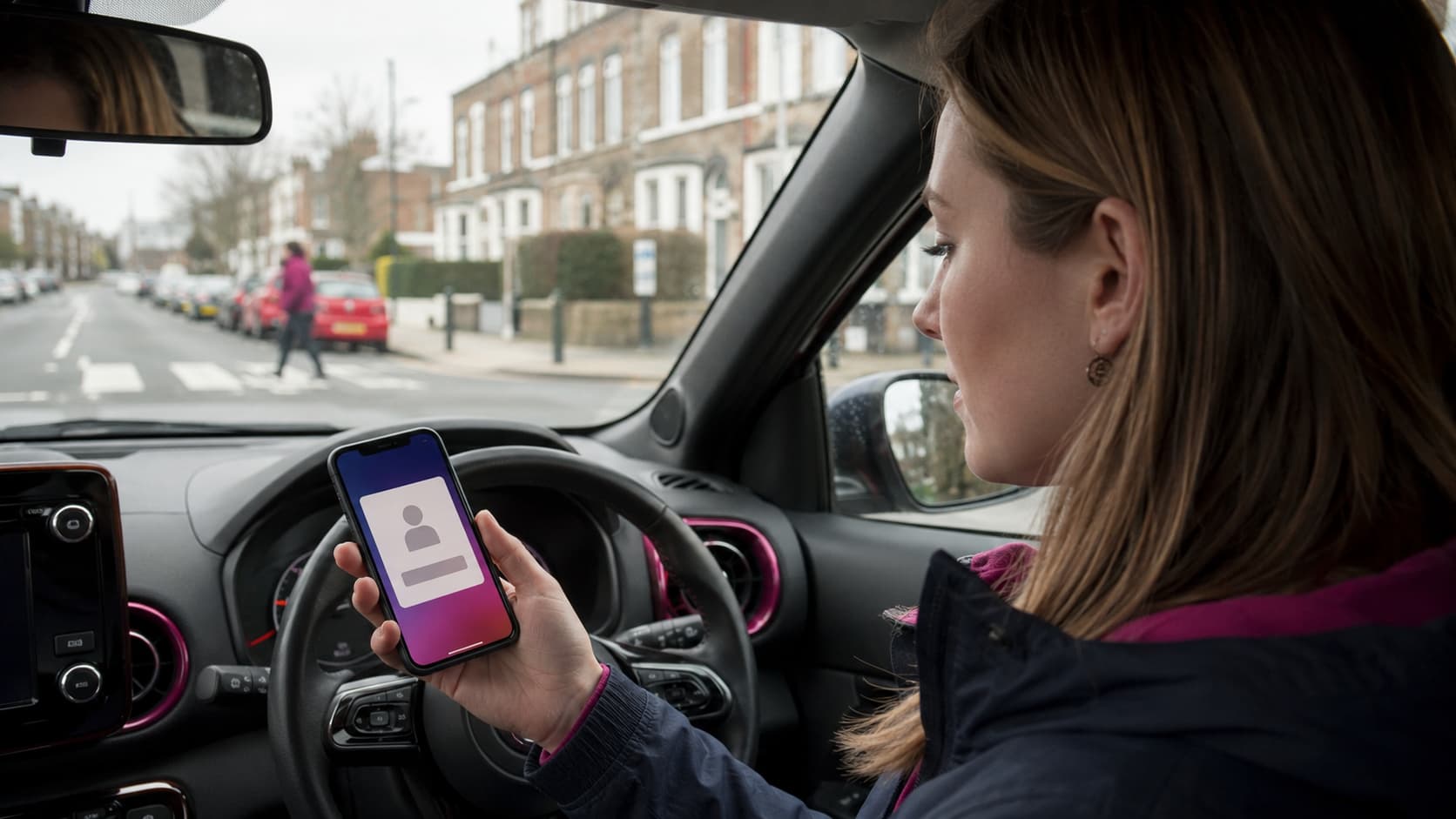 Person checking their phone for community alerts